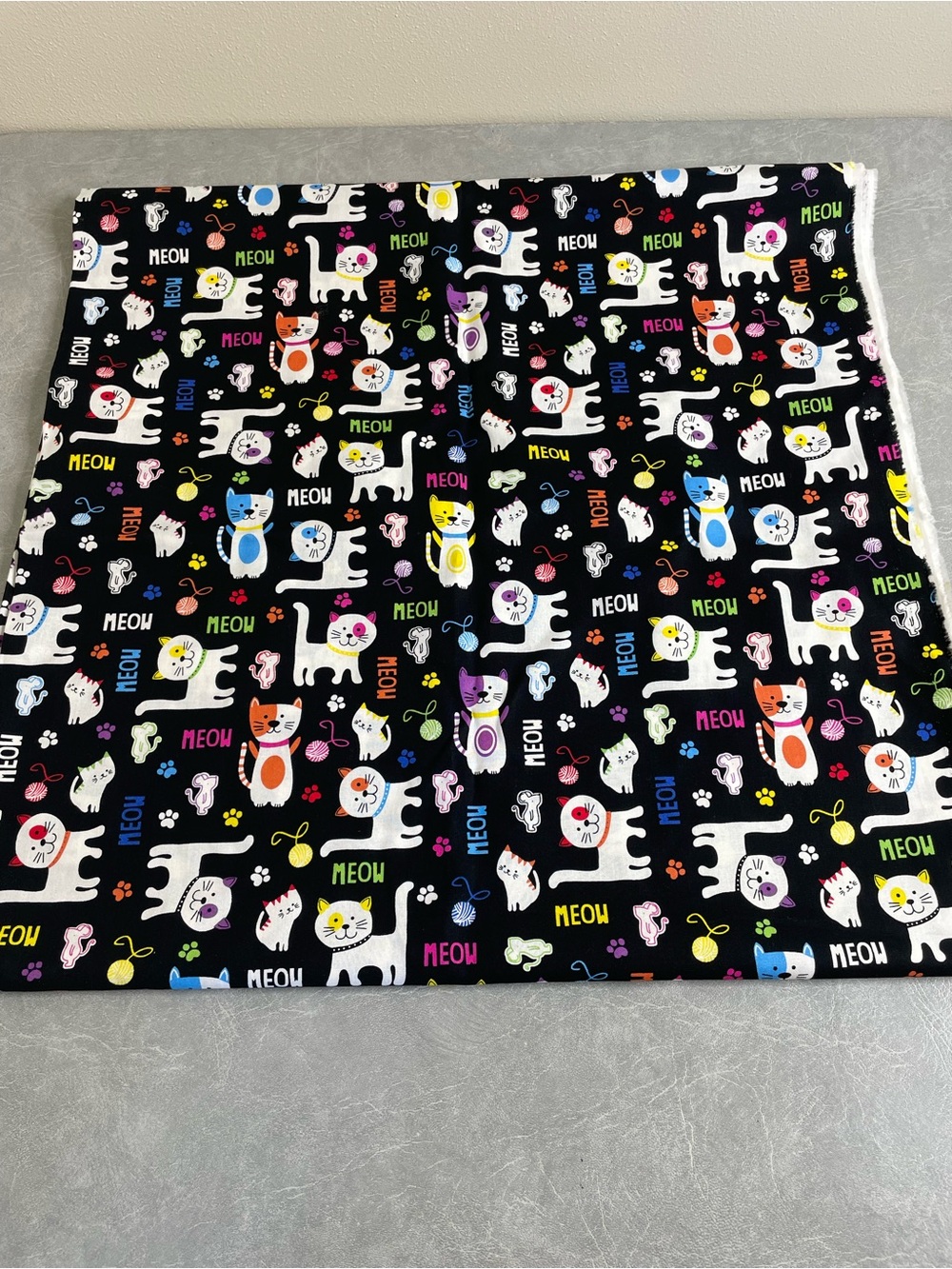 NEW “Meow Cats” Black Multicolor Cat Print Fabric- Brother Sister Design Studio - Picture 5 of 5